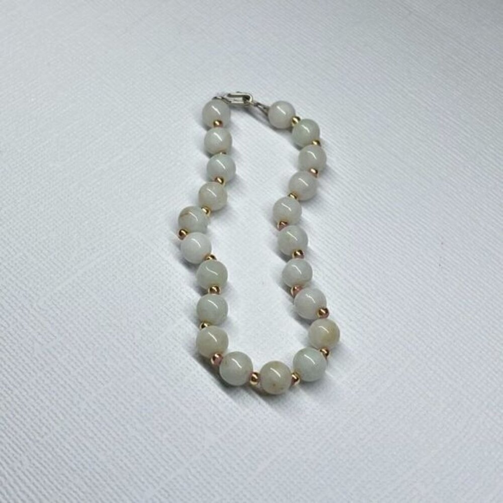 Vintage Semi Precious Stone and Gold Tone Beaded Bracelet
